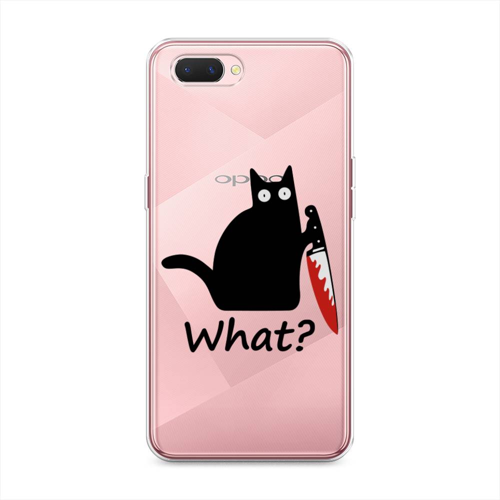 

Чехол на Oppo A3s "Котик с ножом", Черный;красный, 252050-6