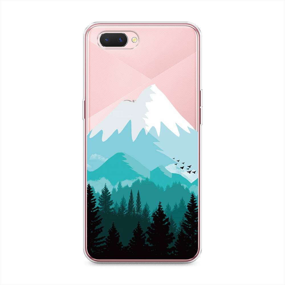 

Чехол на Oppo A3s "Синяя снежная гора", Белый;голубой, 252050-2