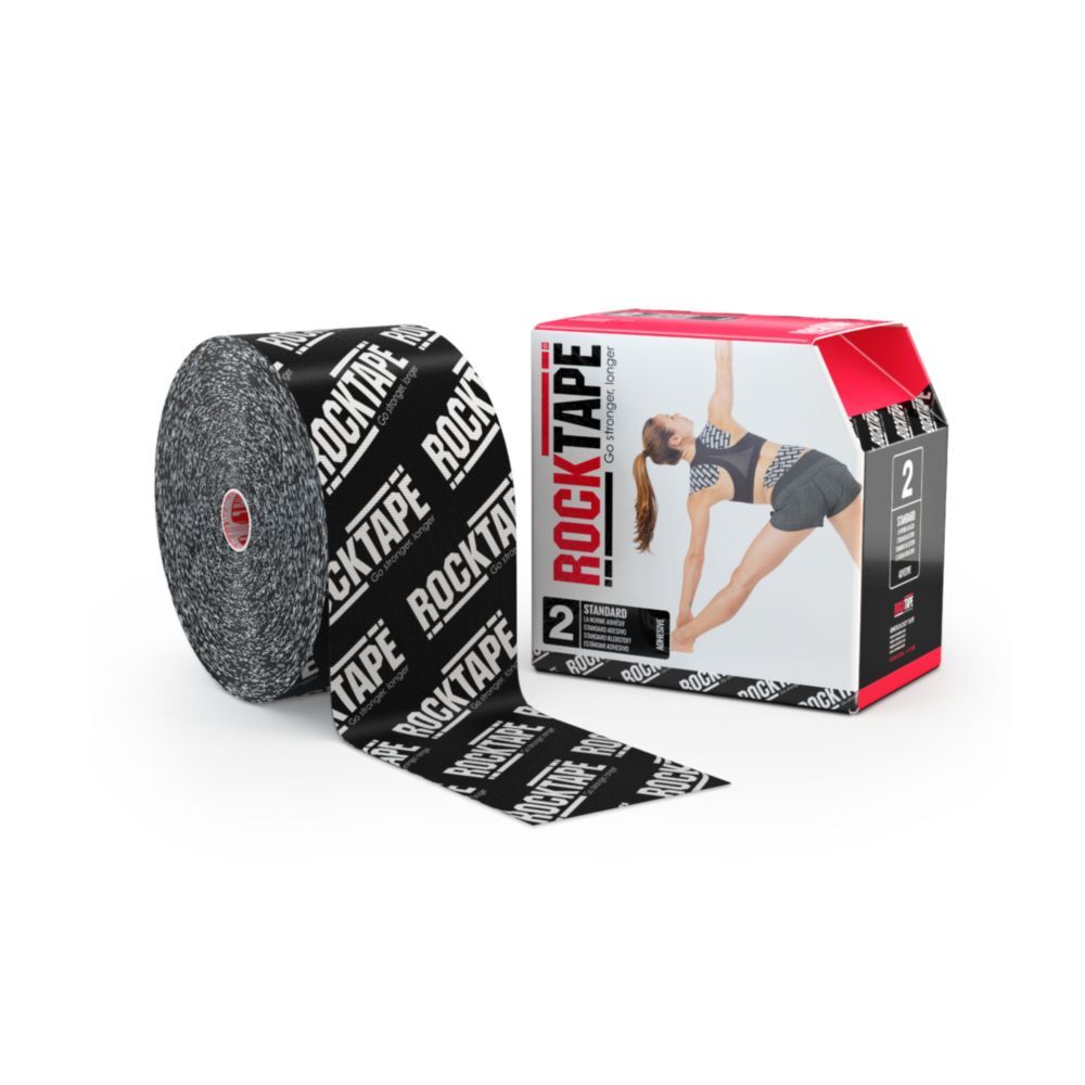 фото Кинезио тейп rocktape standart "2", 10 см х 32 м, черный лого