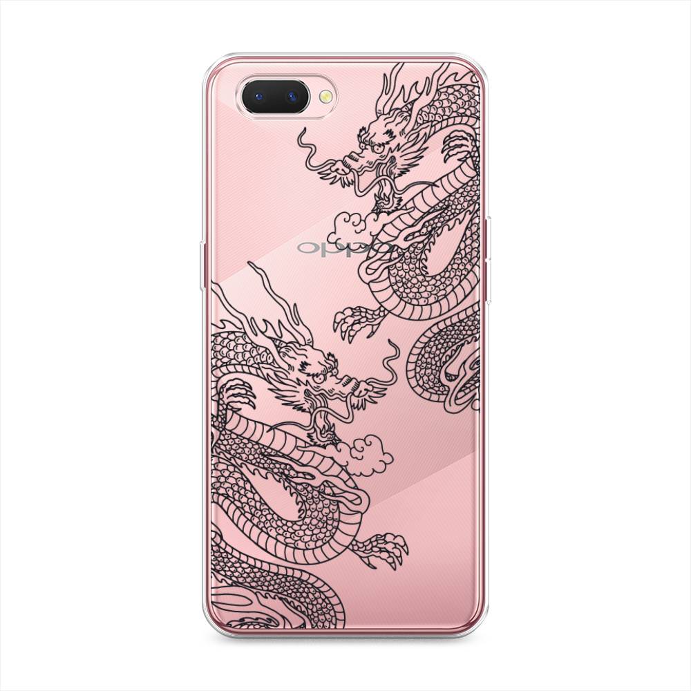 

Чехол на Oppo A3s "Два китайских дракона", Серый;черный, 252050-1