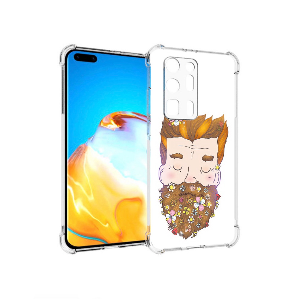 

Чехол MyPads Tocco для Huawei P40 Pro+ мужчина с цветами в бороде, Прозрачный, Tocco
