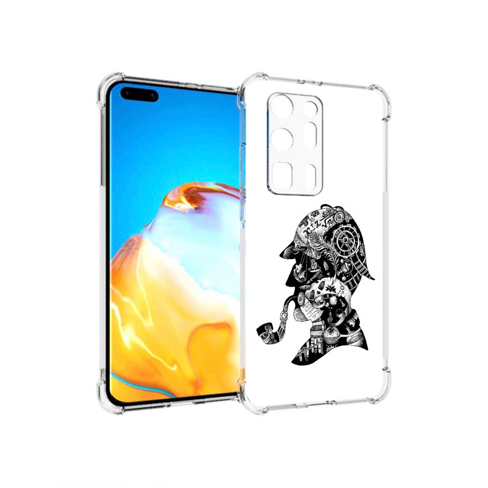 

Чехол MyPads Tocco для Huawei P40 Pro+ мужчина с трубкой абстракция, Прозрачный, Tocco