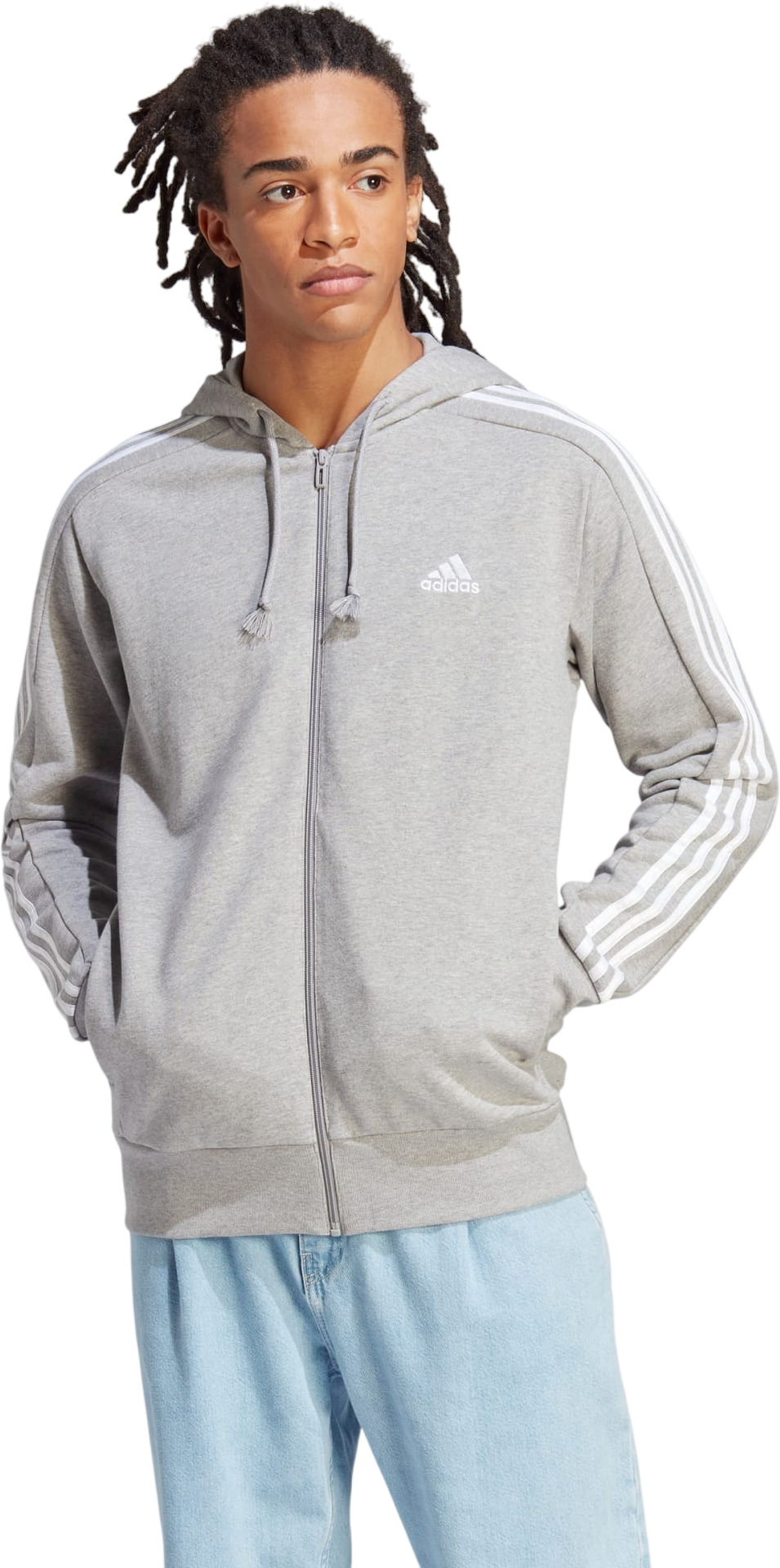 Толстовка мужская Adidas M 3S FT FZ HD серая XL