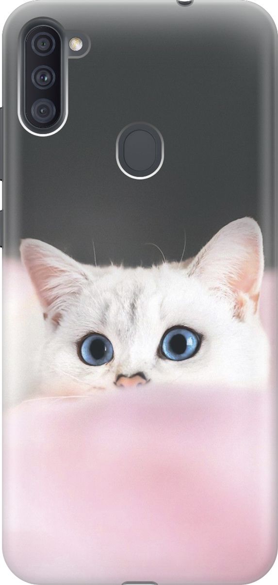 

Чехол на Samsung Galaxy A11/M11 с принтом "Кот на розовом пледе", Белый;розовый, 2288