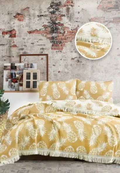 фото Покрывало ananas bed spread цвет желтый (yellow) 220x240 saheser