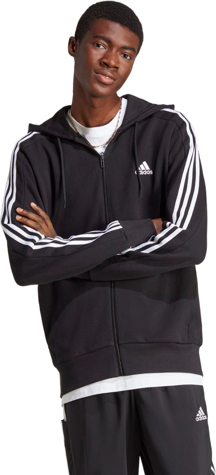 Толстовка мужская Adidas Essentials French Terry 3-Stripes Full-Zip черная M