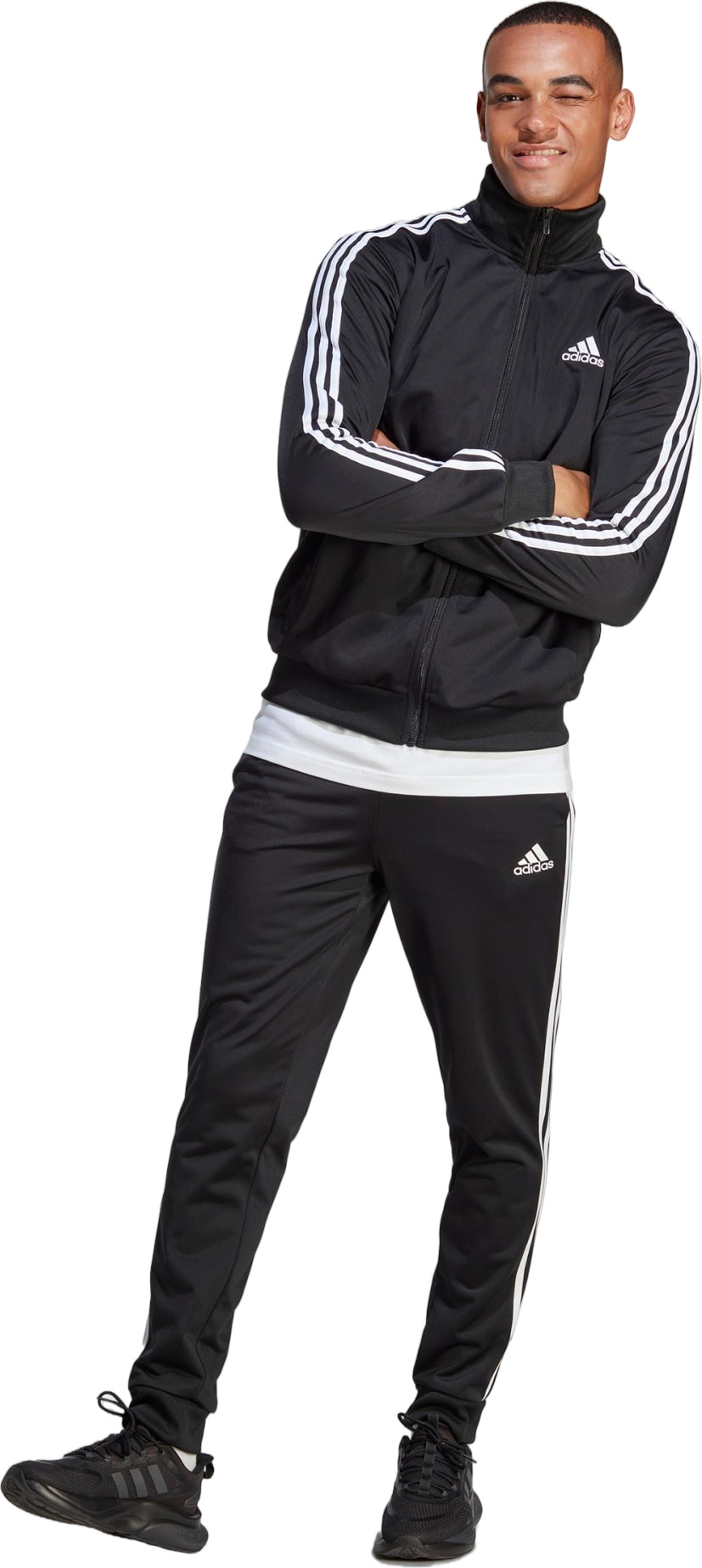 

Костюм мужской Adidas Basic 3-Stripes Tricot Tracksuit черный 2XLT, Basic 3-Stripes Tricot Tracksuit