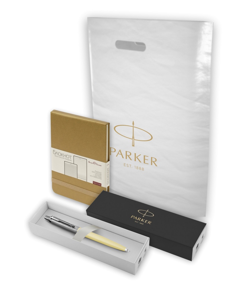 

Подарочный набор: Шариковая ручка Parker Jotter, цвет EGGSHELL и Блокнот А6