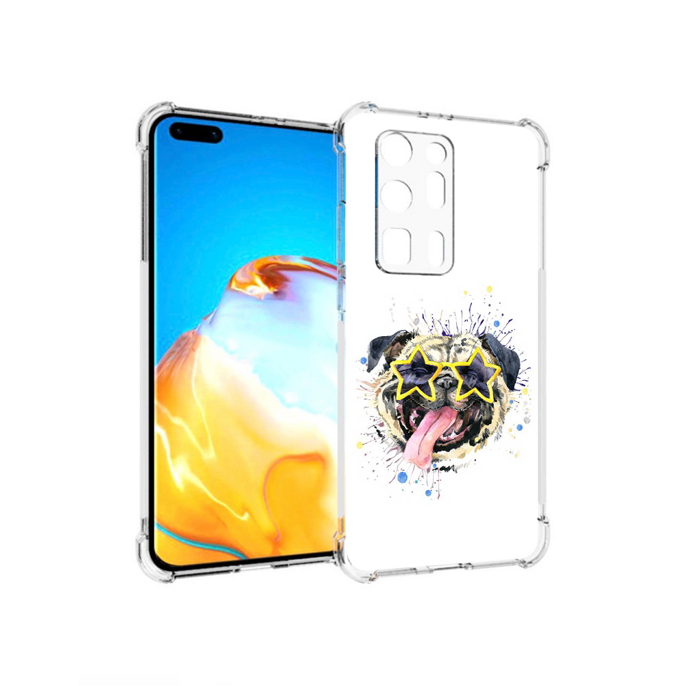 

Чехол MyPads Tocco для Huawei P40 Pro+ мопс боксер, Прозрачный, Tocco