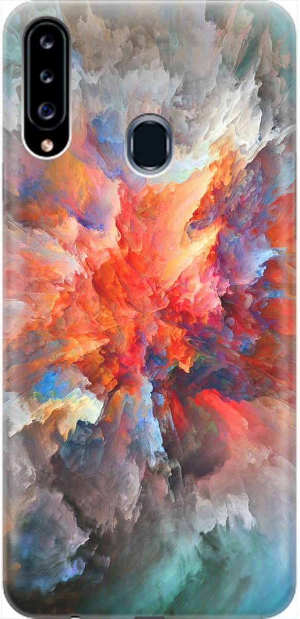

Силиконовый чехол на Samsung Galaxy A20s с принтом "Взрыв цвета", Оранжевый;серый, 1968