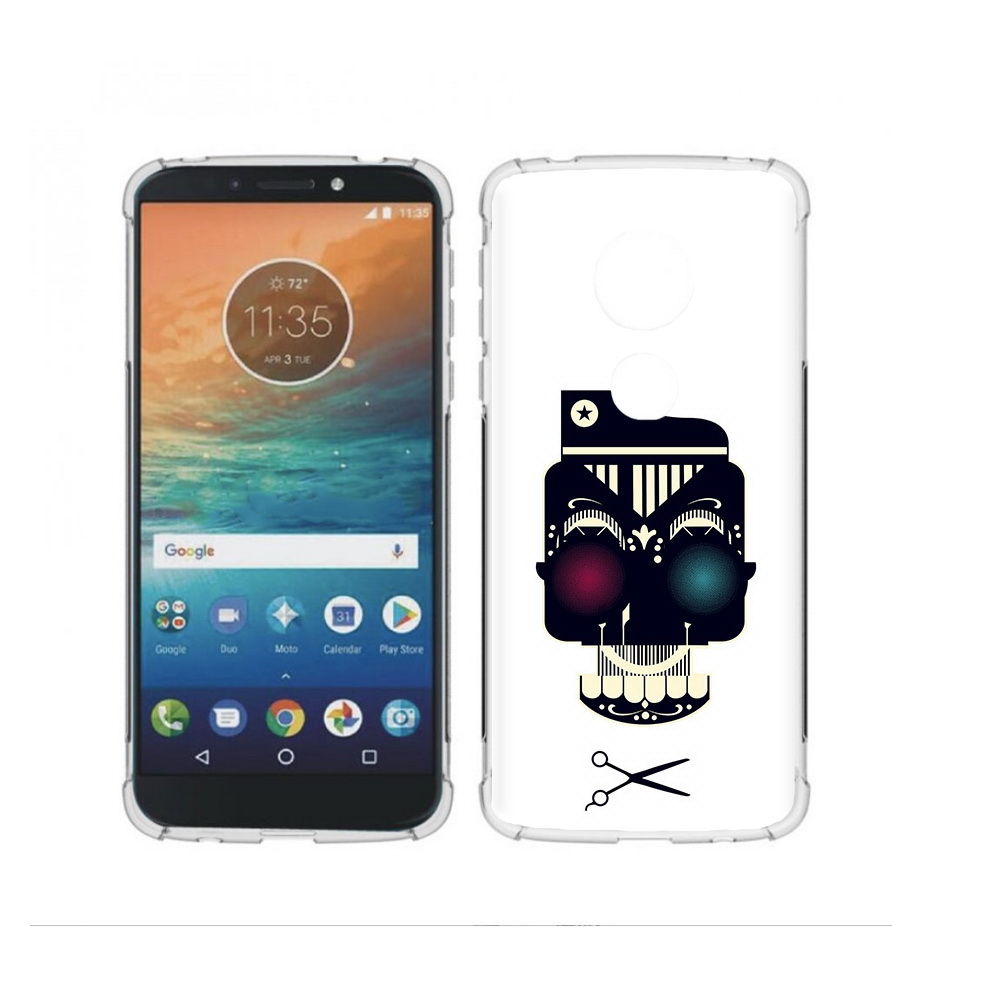 

Чехол MyPads Tocco для Motorola Moto G4 Play черно белый скелет с яркими глазами, Прозрачный, Tocco