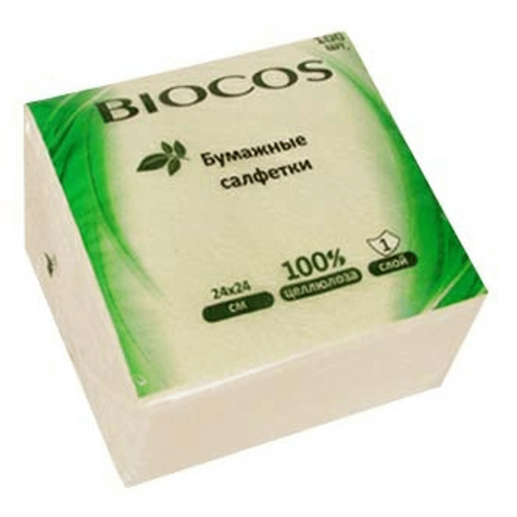 Салфетки BioCos Белые бумажные однослойные сервировочные 24 х 24 см 100 шт