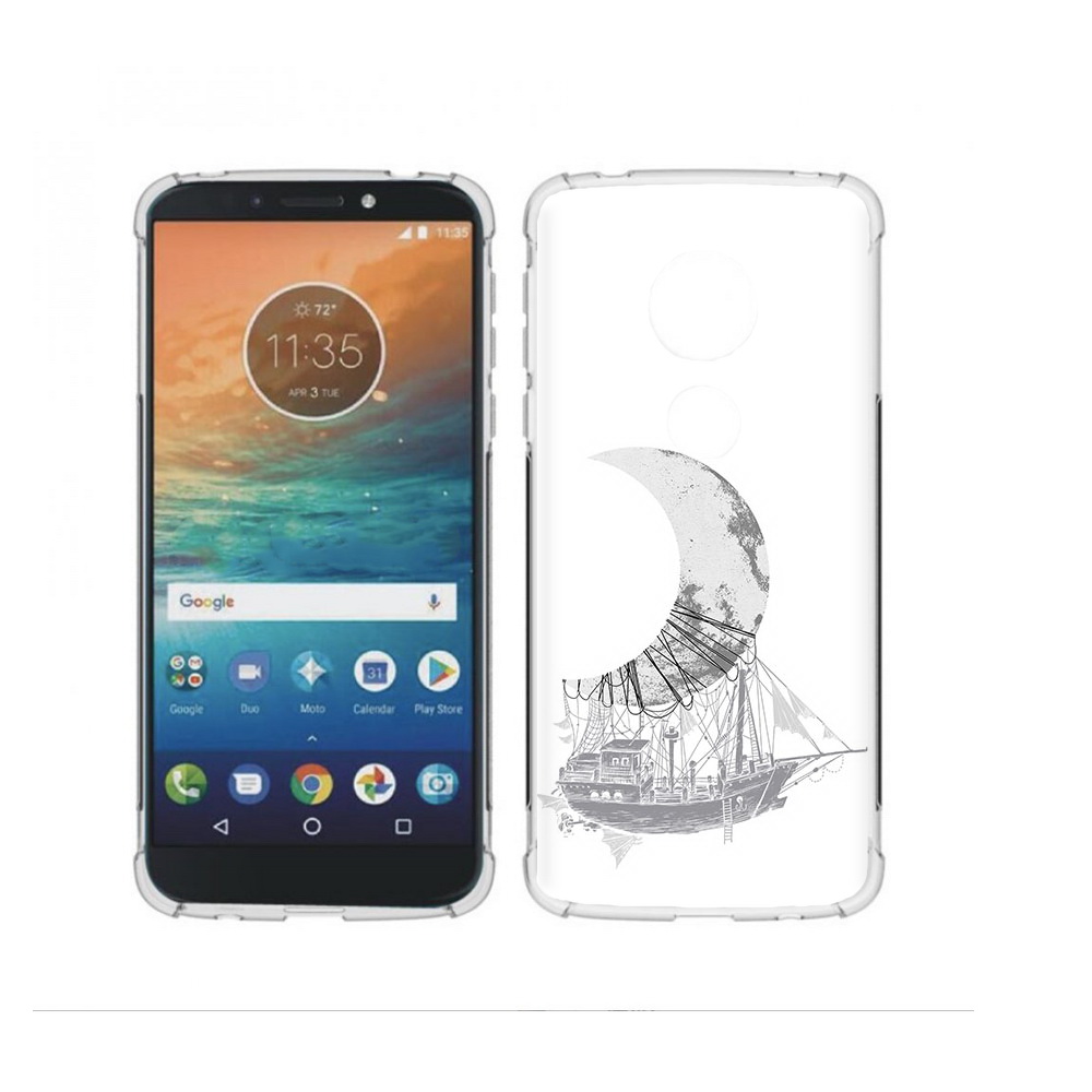 

Чехол MyPads Tocco для Motorola Moto G4 Play черно белый корабль полумесяц, Прозрачный, Tocco