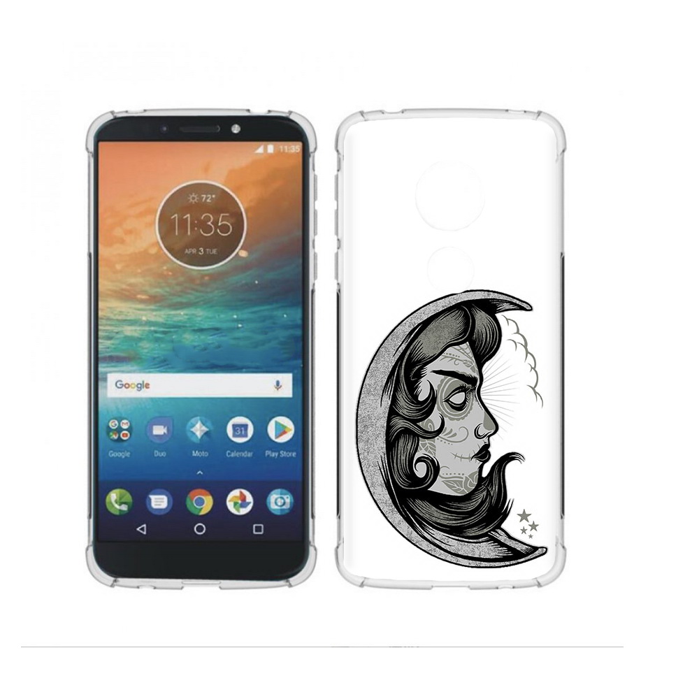 

Чехол MyPads Tocco для Motorola Moto G4 Play черно белая луна с лицом (PT115793.374.680), Прозрачный, Tocco