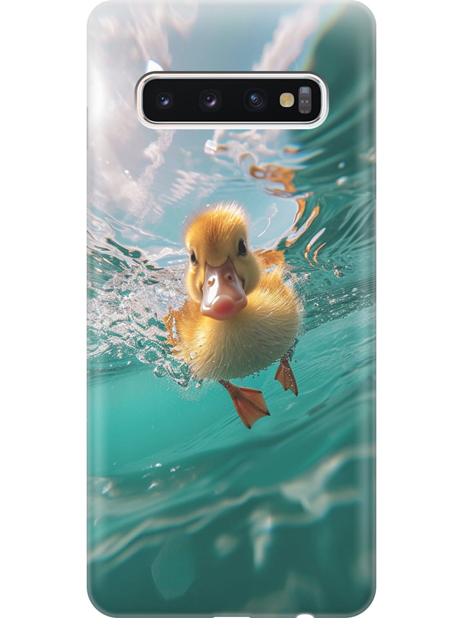 

Силиконовый чехол на Samsung Galaxy S10 с принтом "Подводный утенок", Прозрачный;голубой;желтый, 720461312