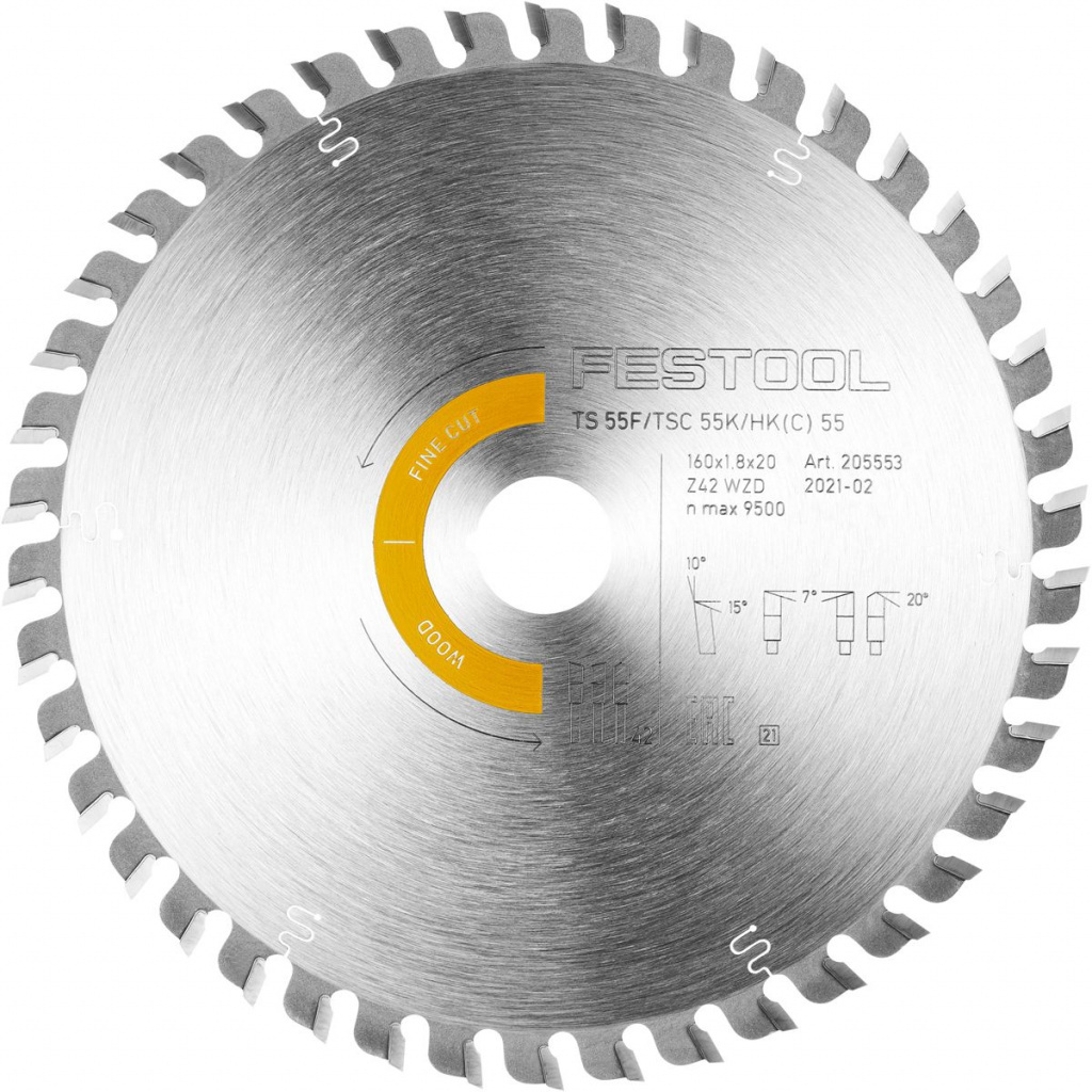 фото Пильный диск festool 160x1,8x20 wd42 205553