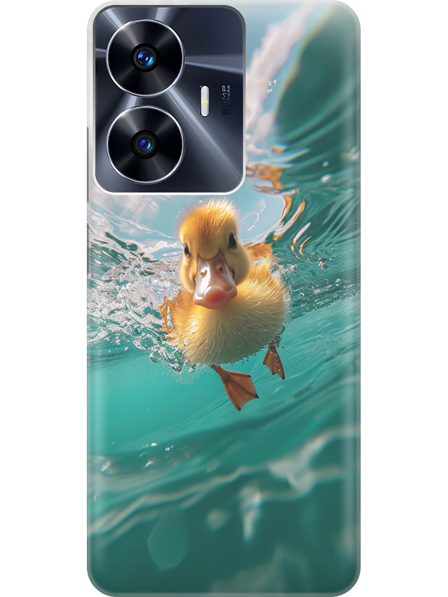 

Силиконовый чехол на Realme C55 с принтом "Подводный утенок", Прозрачный;голубой;желтый, 768742712