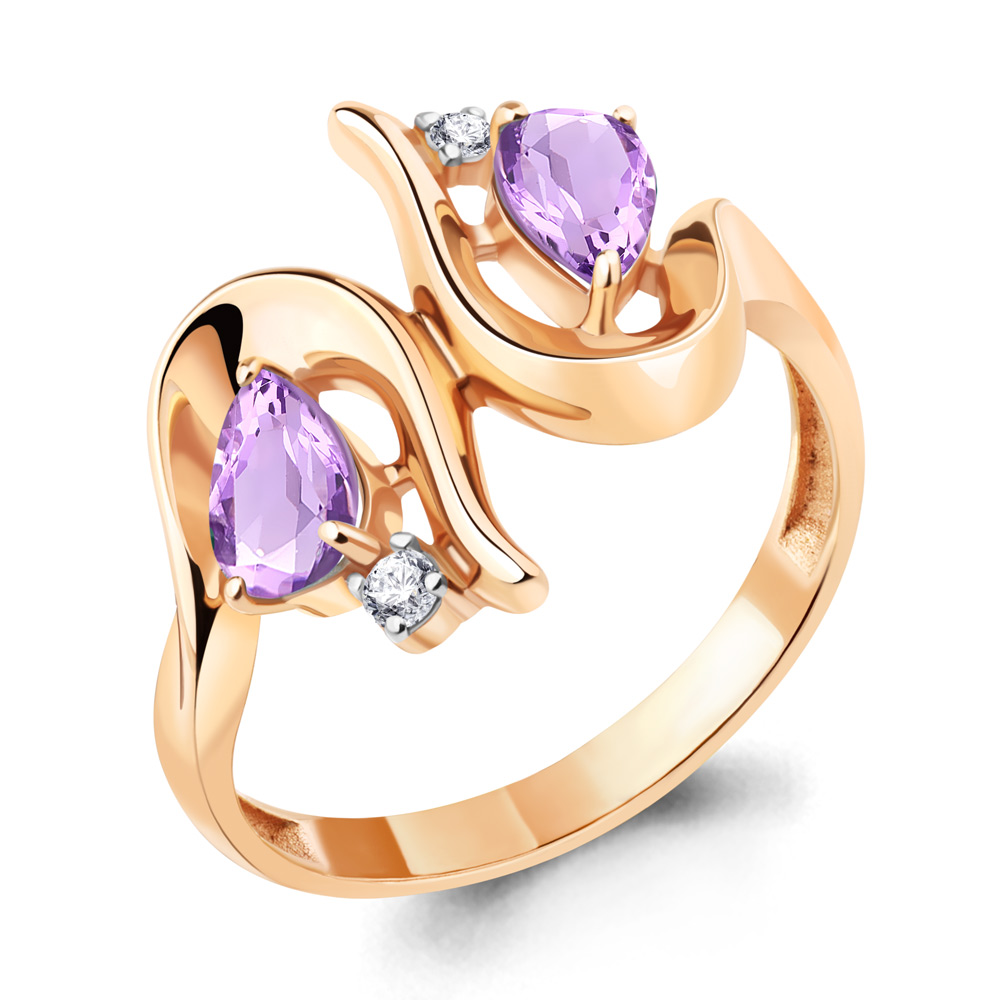 

Кольцо из серебра с аметистом\фианитом Aquamarine Aquamarine 6957004А_925_з р. 20, 6957004А_925_з