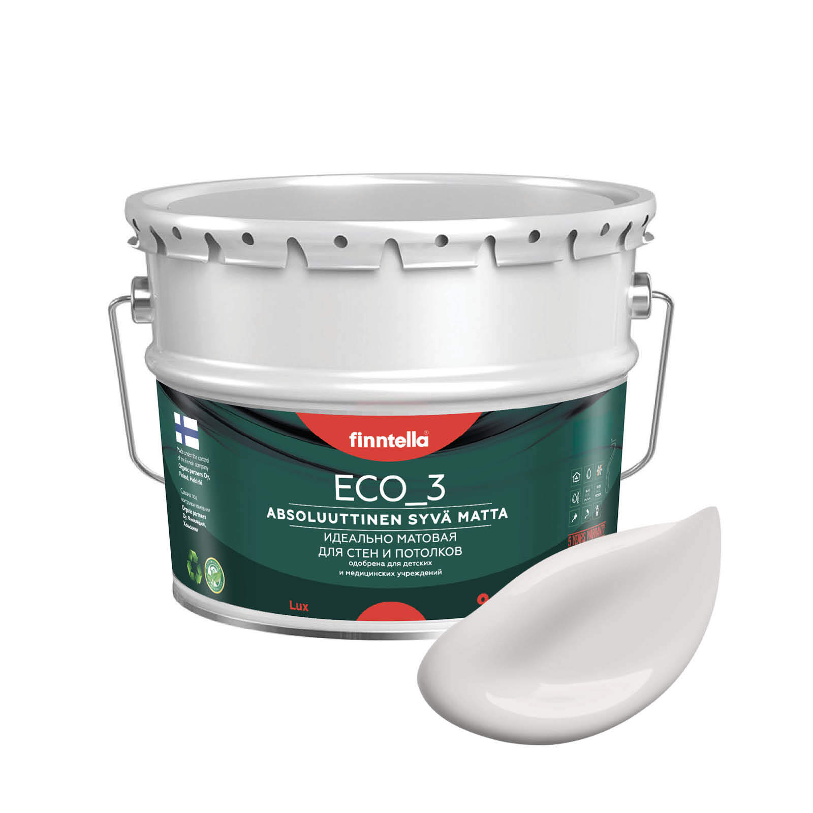 

Краска интерьерная глубокоматовая ECO_3 wash and clean FINNTELLA моющаяся, цвет HOYRYA, 9л, Розовый, матовая для стен моющаяся ECO 3, для обоев под покраску