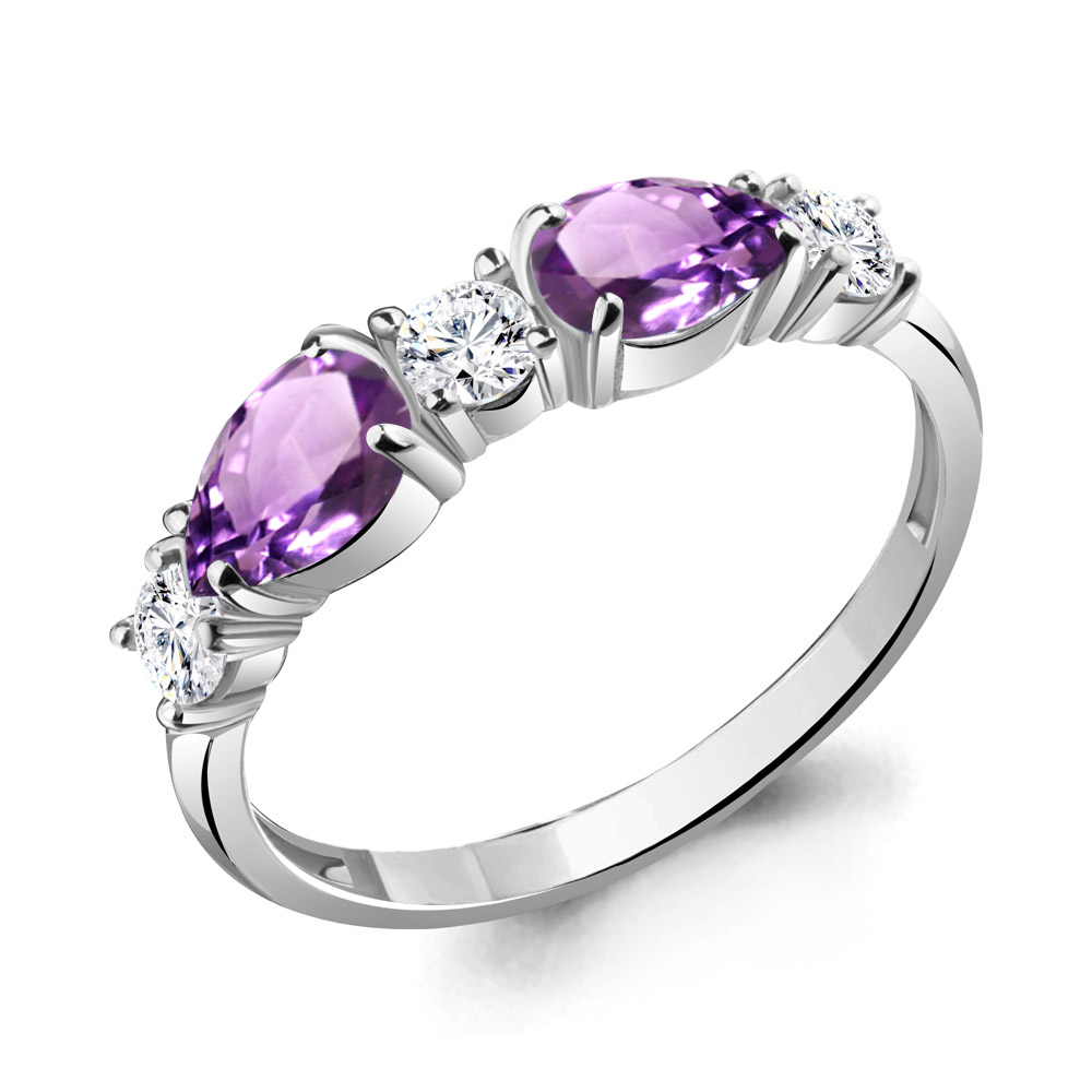 

Кольцо из серебра с аметистом\фианитом Aquamarine Aquamarine 6956504А_925_р р, 6956504А_925_р