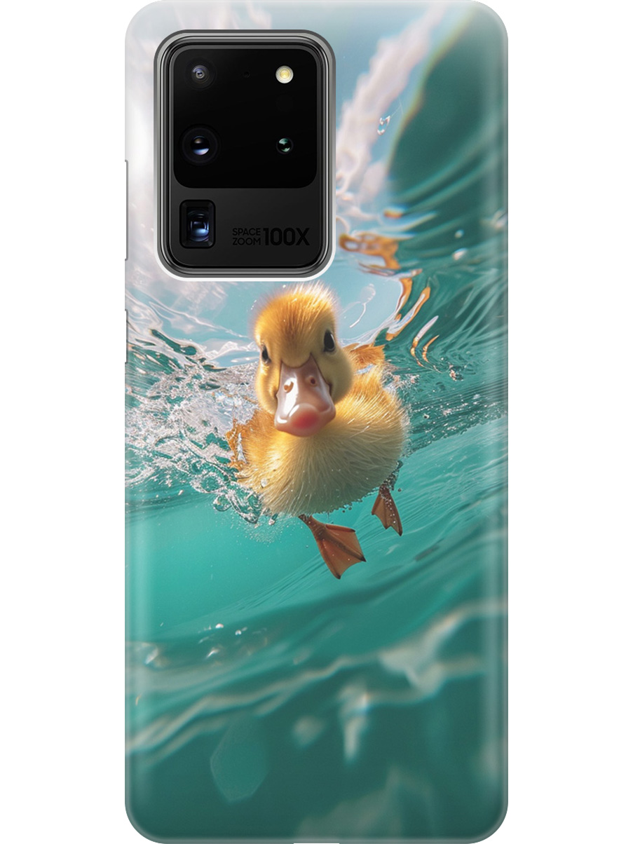 

Силиконовый чехол на Samsung Galaxy S20 Ultra с принтом "Подводный утенок", Прозрачный;голубой;желтый, 722628612