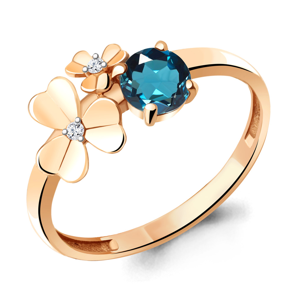 

Кольцо из серебра с топазом\фианитом Aquamarine Aquamarine 6956108А_925_з р. 17, 6956108А_925_з