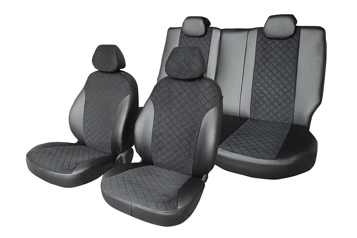 

Чехлы салона Renault Duster ( с 2015 г.) черный с красным ромбом