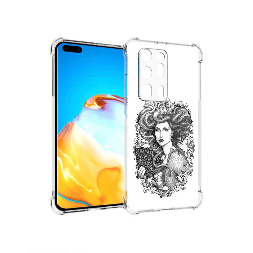 

Чехол MyPads Tocco для Huawei P40 Pro+ медуза черно белый, Прозрачный, Tocco