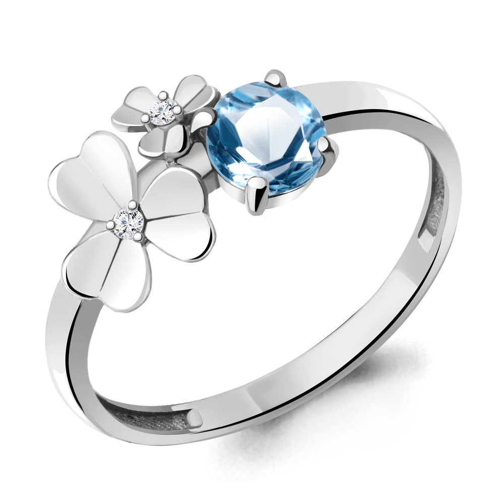 

Кольцо из серебра с топазом\фианитом Aquamarine Aquamarine 6956105А_925_р р, 6956105А_925_р