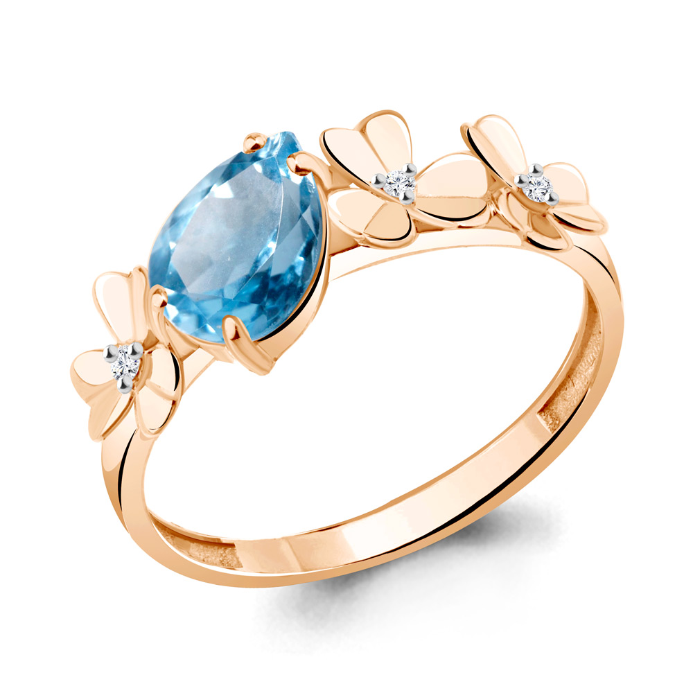 

Кольцо из серебра с топазом\фианитом Aquamarine Aquamarine 6956005А_925_з р, 6956005А_925_з
