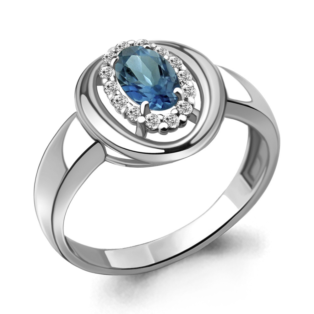 

Кольцо из серебра с топазом\фианитом Aquamarine Aquamarine 6955808А_925_р р. 18, 6955808А_925_р