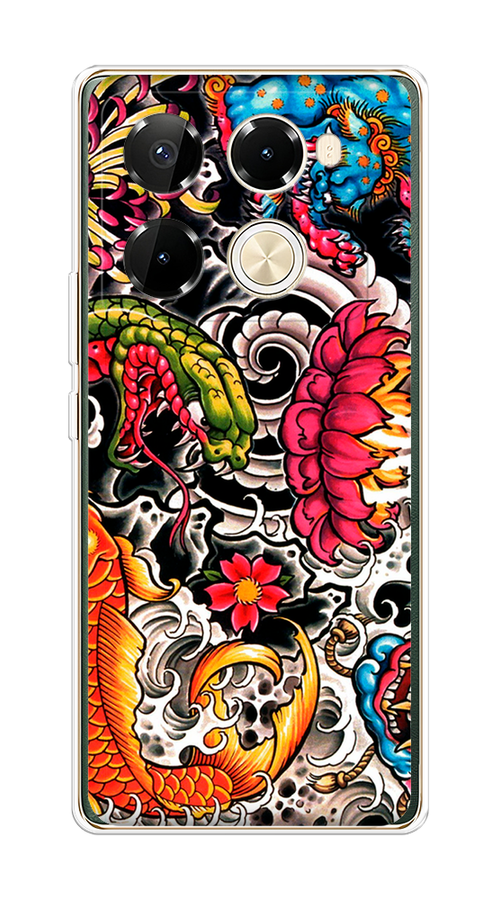 

Чехол на Infinix Note 40 Pro 5G/Note 40 Pro Plus "Японское искусство", Красный;оранжевый;голубой, 3106050-1
