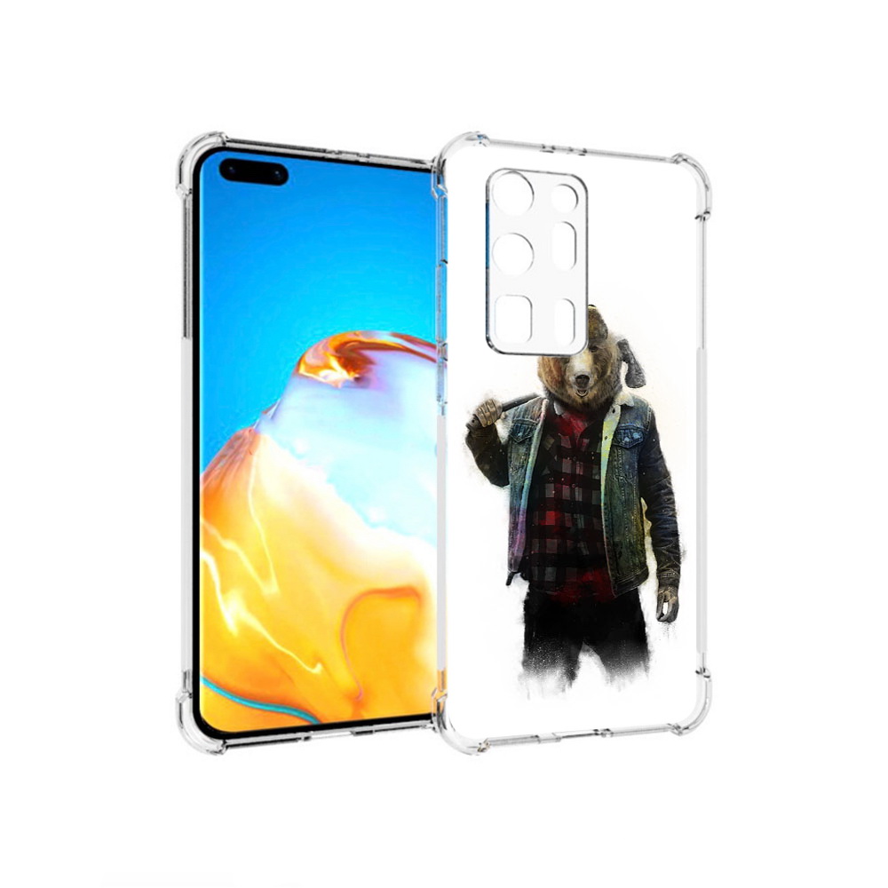 

Чехол MyPads Tocco для Huawei P40 Pro+ медведь с топором, Прозрачный, Tocco