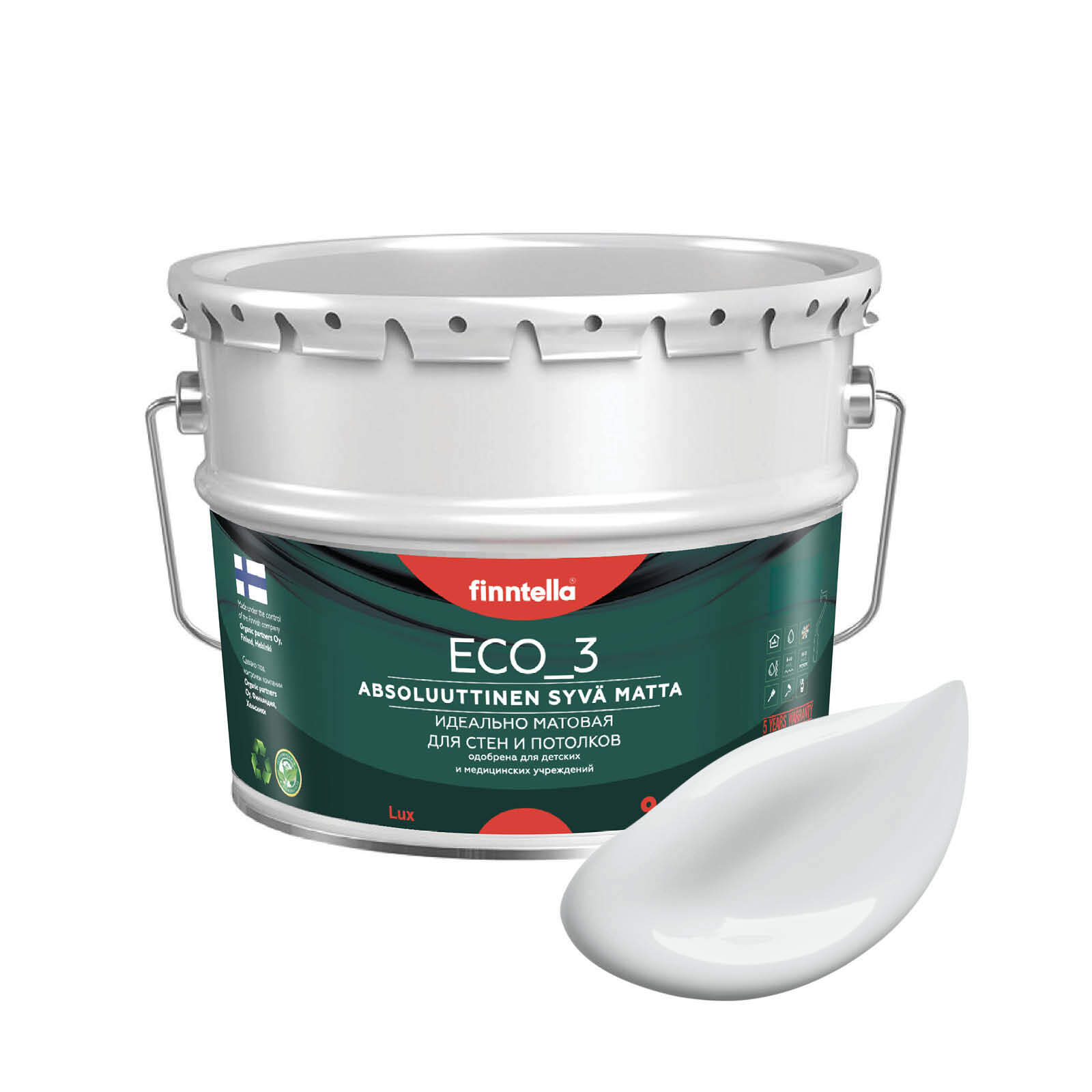 

Краска интерьерная глубокоматовая ECO_3 wash and clean FINNTELLA моющаяся, цвет PLATINUM,, Серый, матовая для стен моющаяся ECO 3, для обоев под покраску