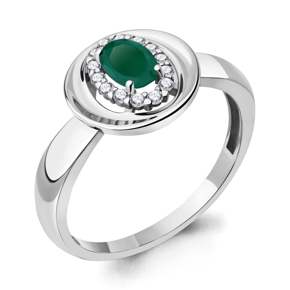 

Кольцо из серебра с агатом\фианитом Aquamarine Aquamarine 6955709А_925_р р. 20,5, 6955709А_925_р