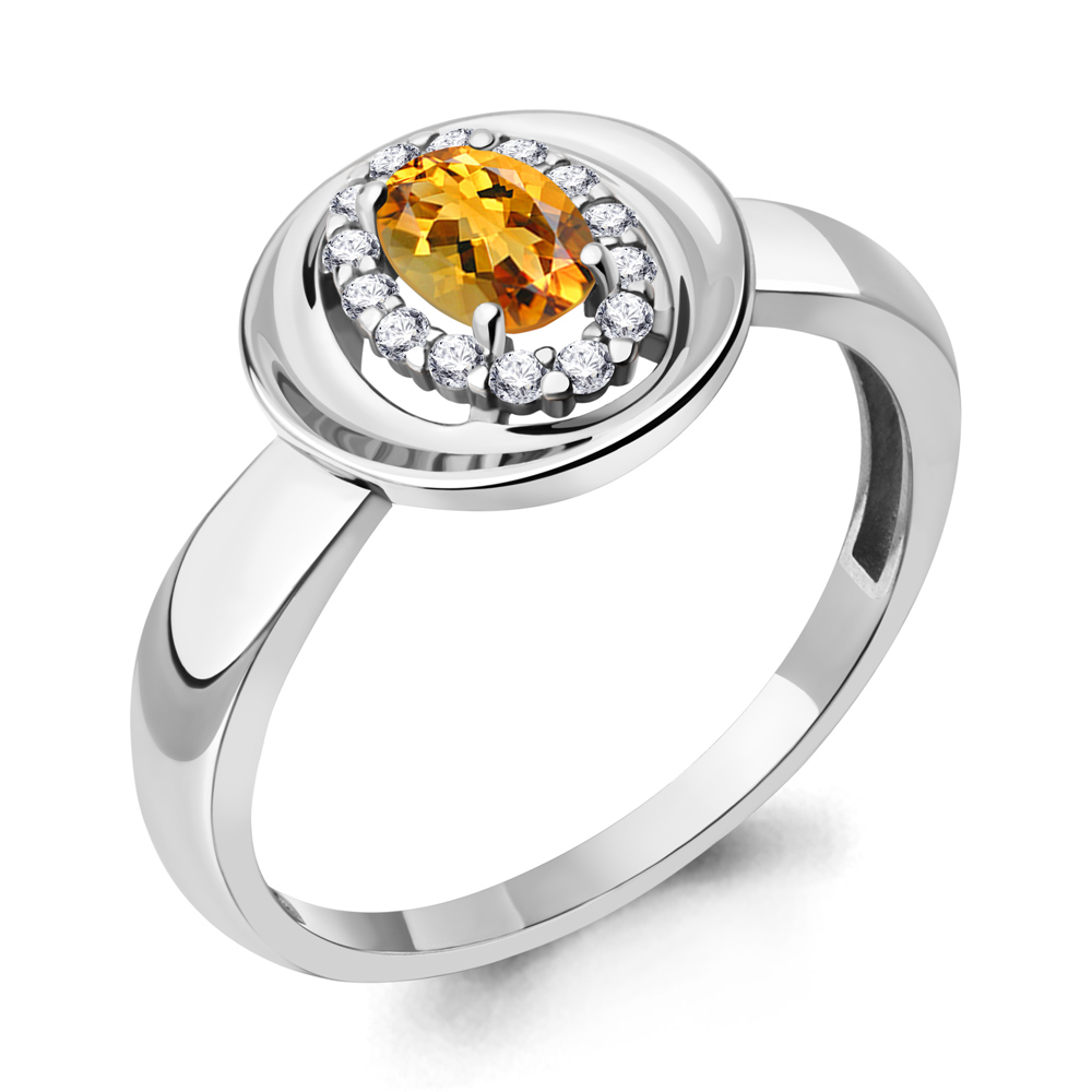 

Кольцо из серебра с цитрином\фианитом Aquamarine Aquamarine 6955706А_925_р р, 6955706А_925_р