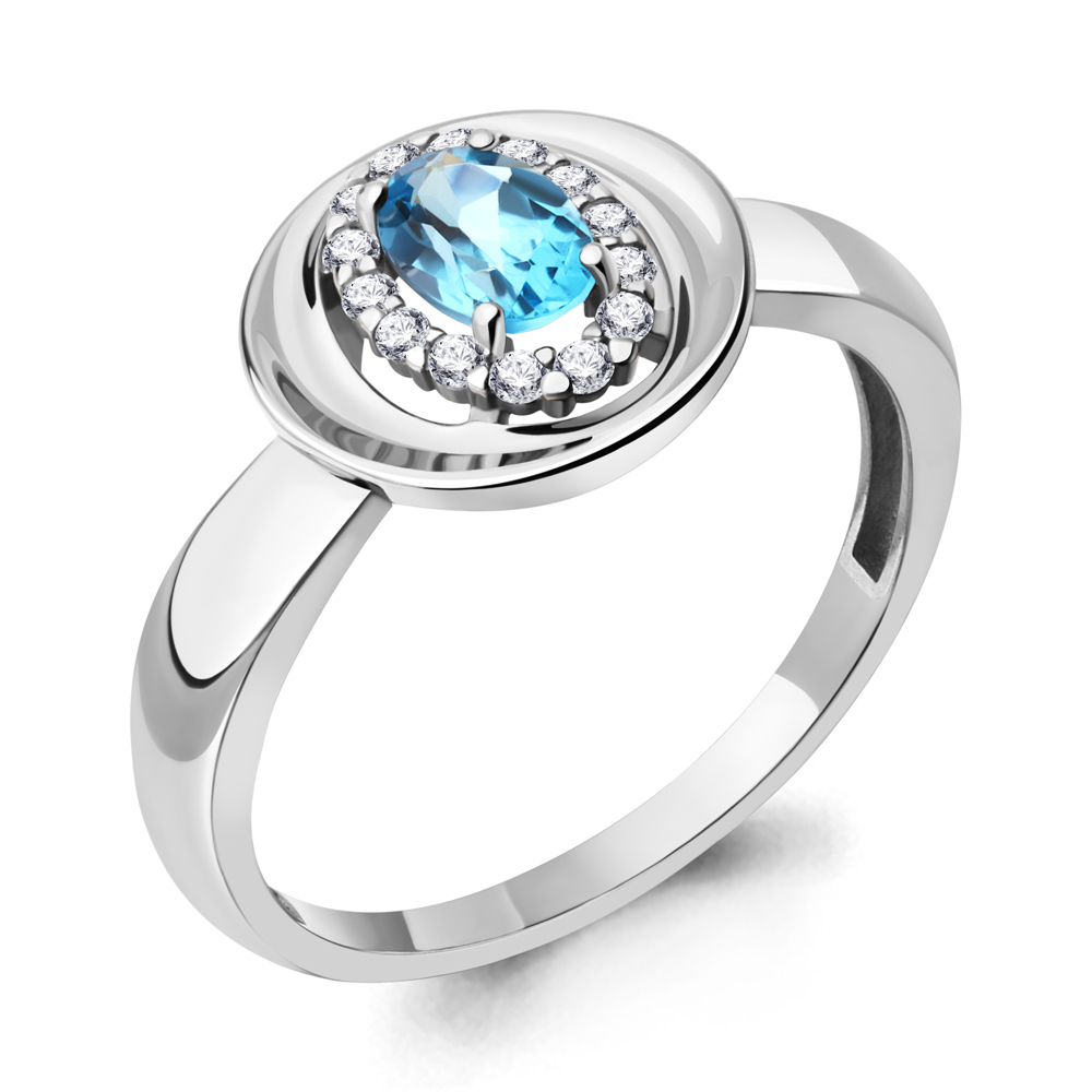 

Кольцо из серебра с топазом\фианитом Aquamarine Aquamarine 6955705А_925_р р, 6955705А_925_р