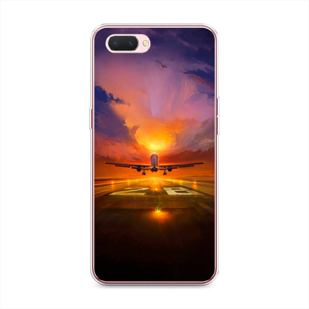 

Чехол на Oppo A3s "Самолет на посадке", Оранжевый;синий, 252050-6