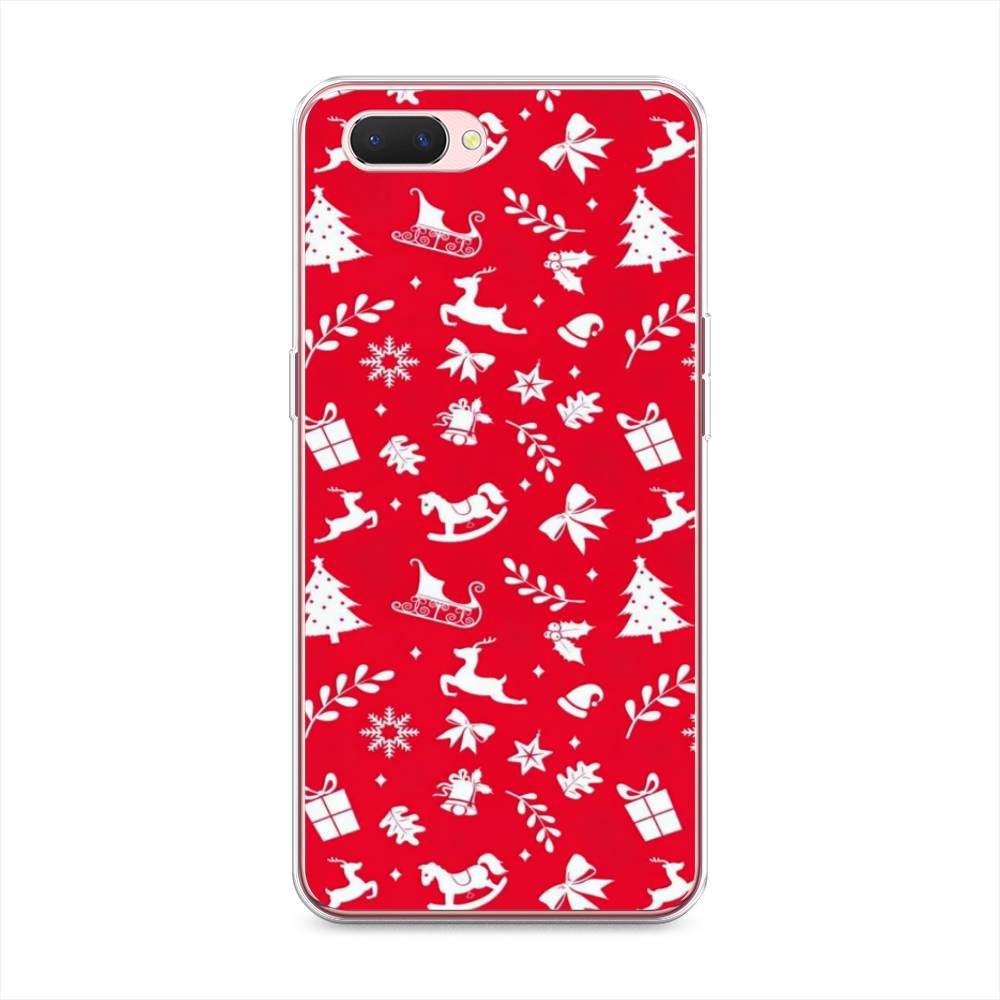 

Чехол на Oppo A3s "Красный новогодний фон", Красный;белый, 252050-5