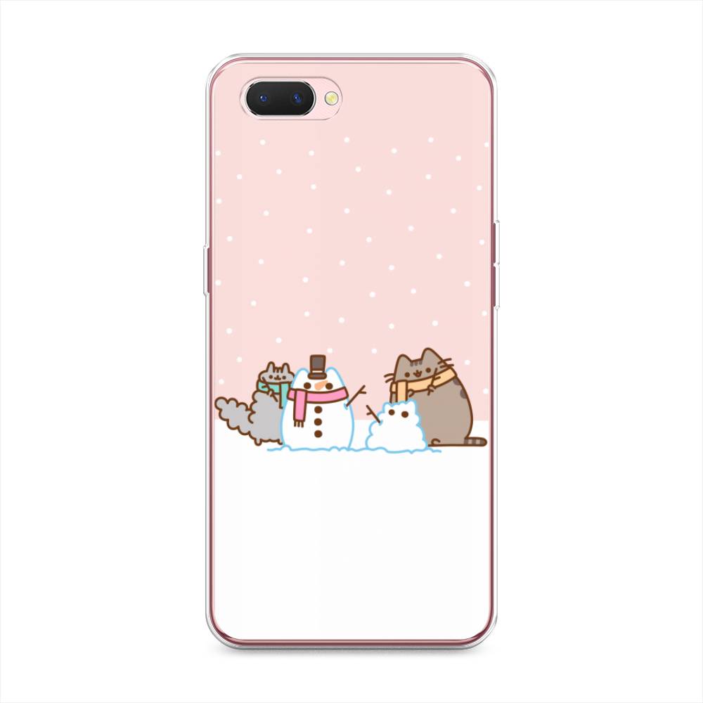 

Чехол на Oppo A3s "Котики в снегу", Розовый;белый;серый, 252050-5