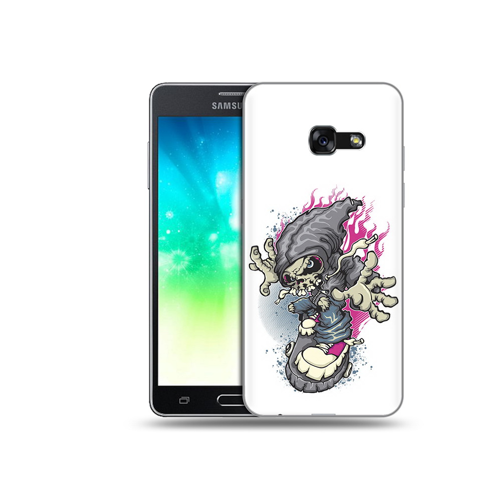 

Чехол MyPads Tocco для Samsung Galaxy A3 (2017) нарисованный скелет на скейт борде, Прозрачный, Tocco