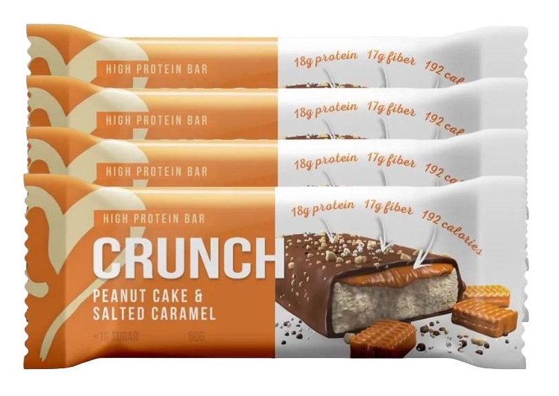 Батончик протеиновый BootyBar Crunch Bar, без сах., арахис и сол. карамель, 4 шт по 60 г