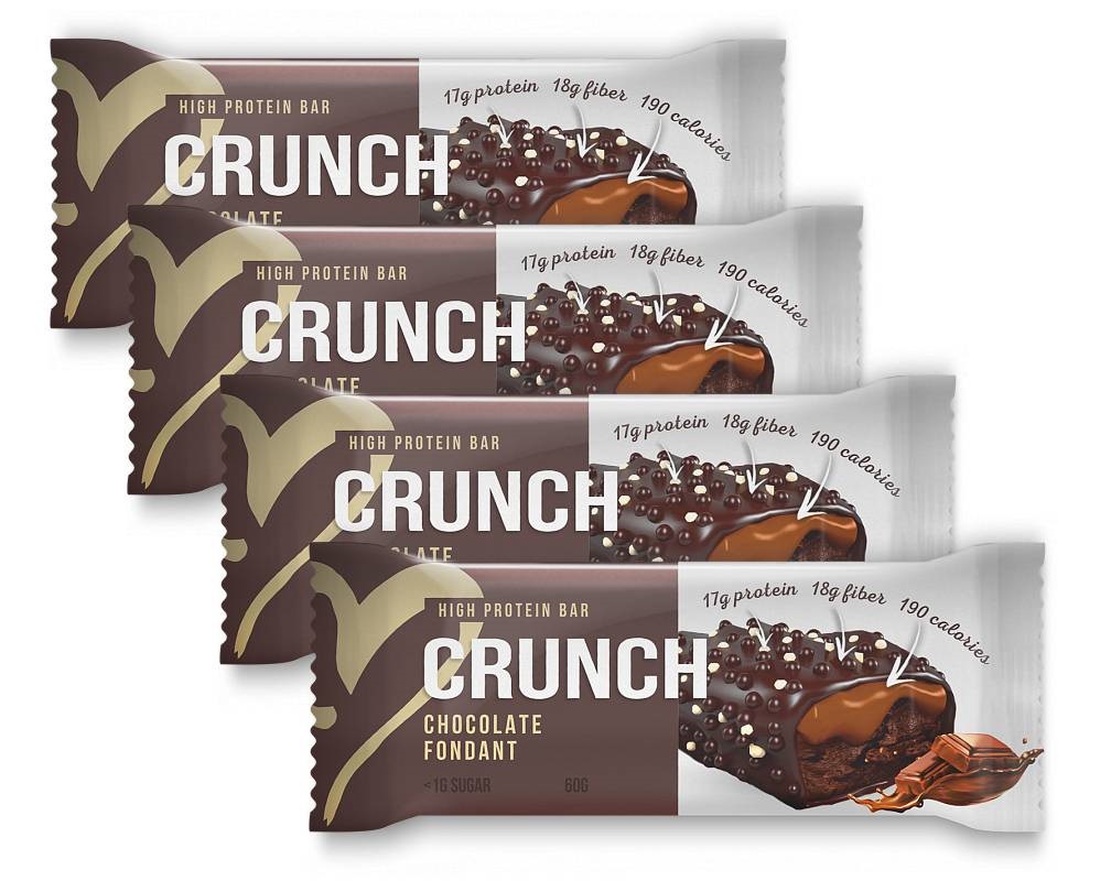 Батончик протеиновый BootyBar Crunch Bar, без сахара, шоколадный фондан, 4 шт по 60 г