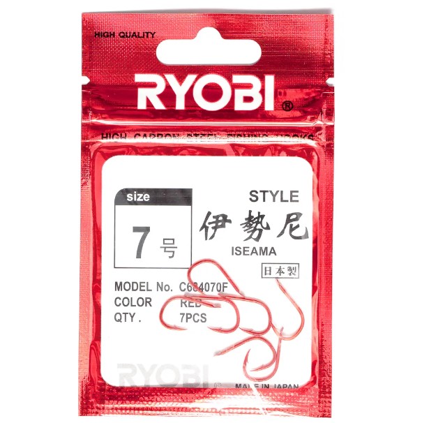 фото Крючки рыболовные ryobi iseama flatted red №7, 7 шт.