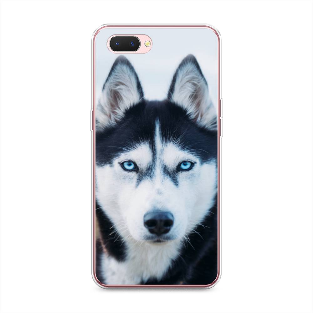 

Чехол на Oppo A3s "Хаски 2", Синий;белый, 252050-1