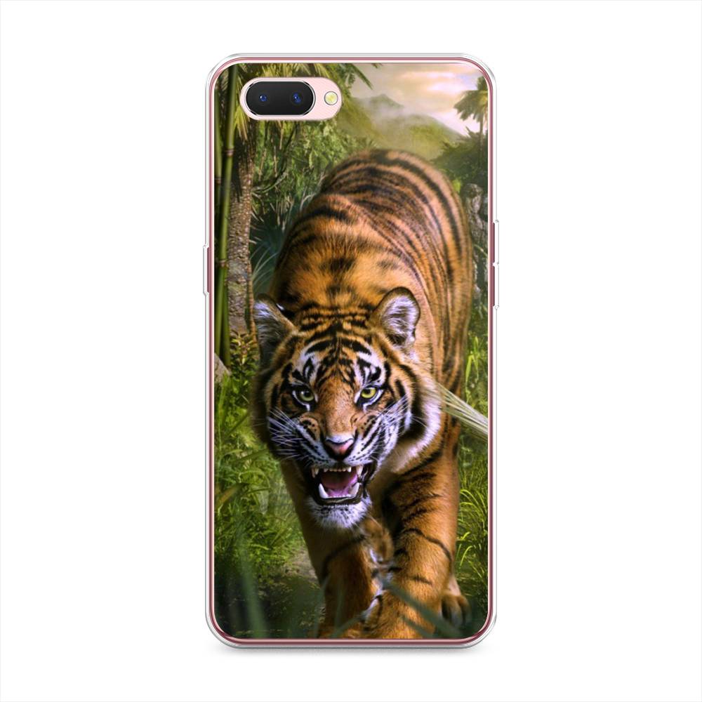 

Чехол на Oppo A3s "Тигр в джунглях 2", Оранжевый;зеленый, 252050-1