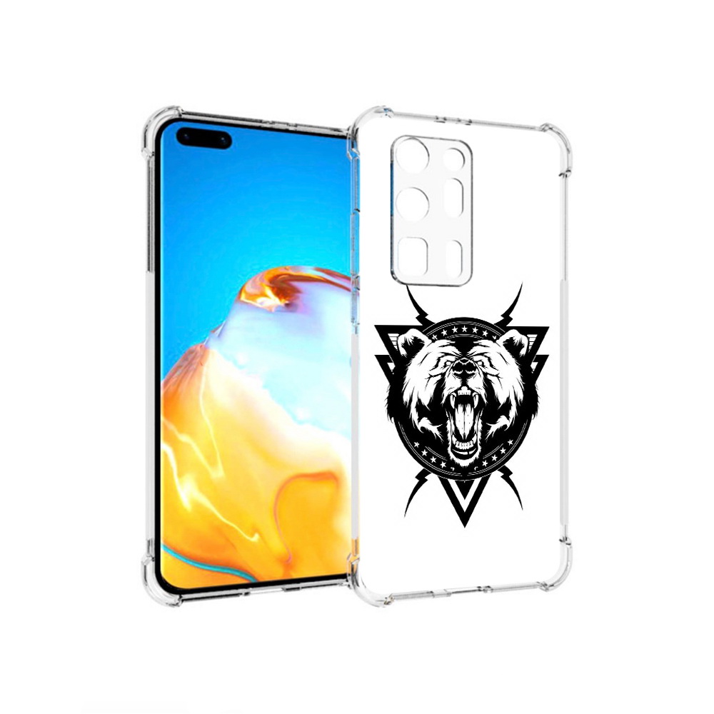 Чехол MyPads Tocco для Huawei P40 Pro+ медведь в треугольнике