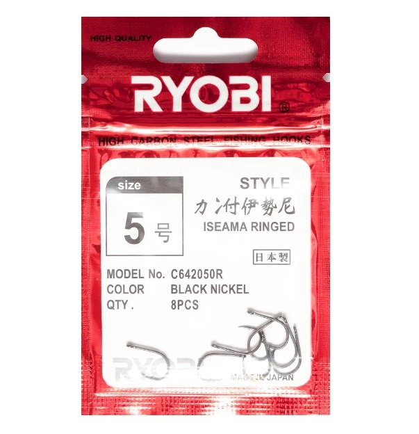 Крючки рыболовные Ryobi ISEAMA RINGED №5, 8 шт.