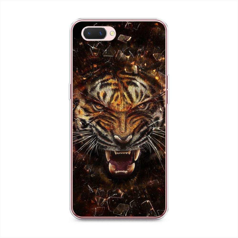 

Чехол на Oppo A3s "Тигр осколки", Оранжевый;серый;черный, 252050-1