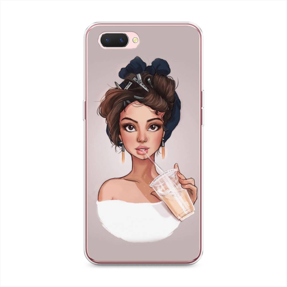

Чехол на Oppo A3s "Девушка с фраппе", Серый, 252050-6